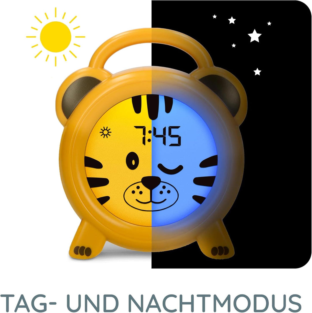 Alecto BC100TIGER - Pädagogischer Wecker Kinder - Schlaftrainer & Nachtlicht Kinder - Lernen von Sch