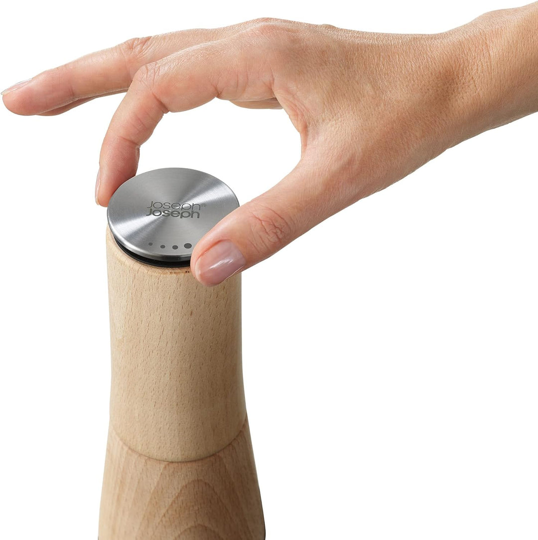 Joseph Joseph Milltop™ Wood Krümelfreie Salzmühle Buche Holz Individuelles Salz, Buche Holz Individu