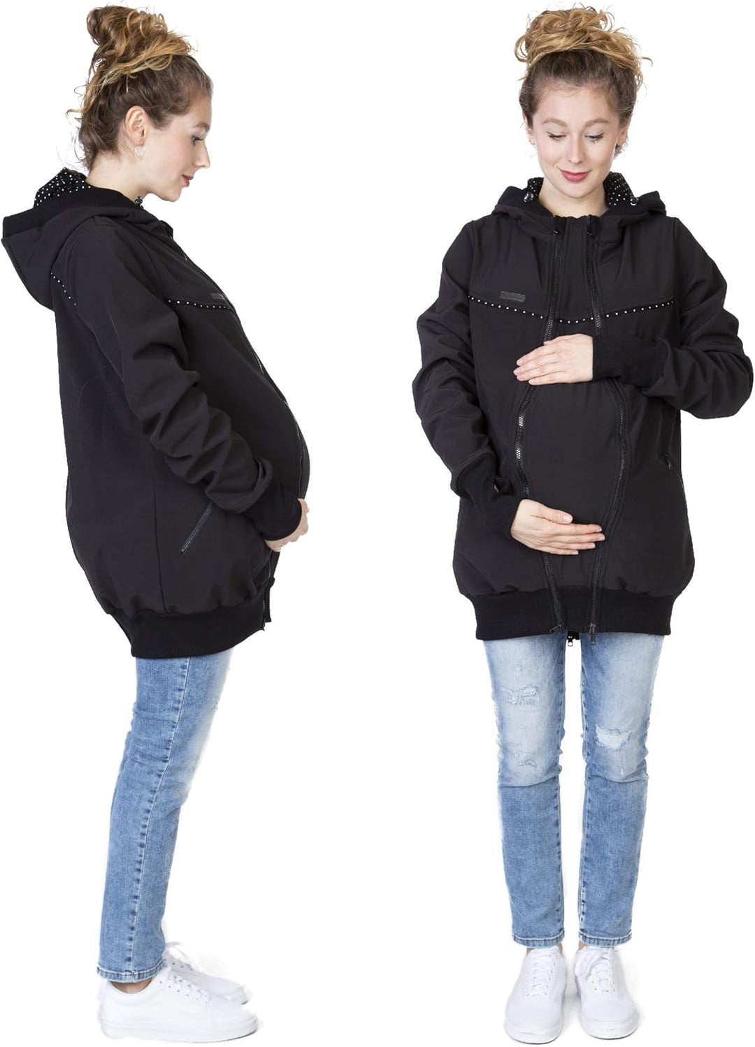 Viva la Mama 4in1 Tragejacke für Tragen auf dem Rücken oder der Brust, Softshell, Umstandsjacke + Kä