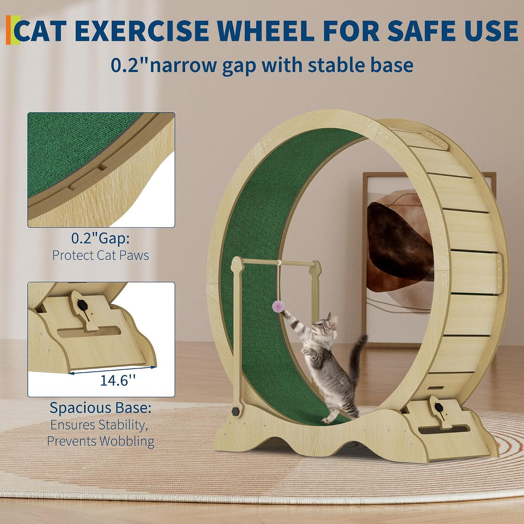 Katzenlaufrad 115cm für Indoor-Katzen - Laufband mit abnehmbarem Teppich, Sicherheitssperre und Spie