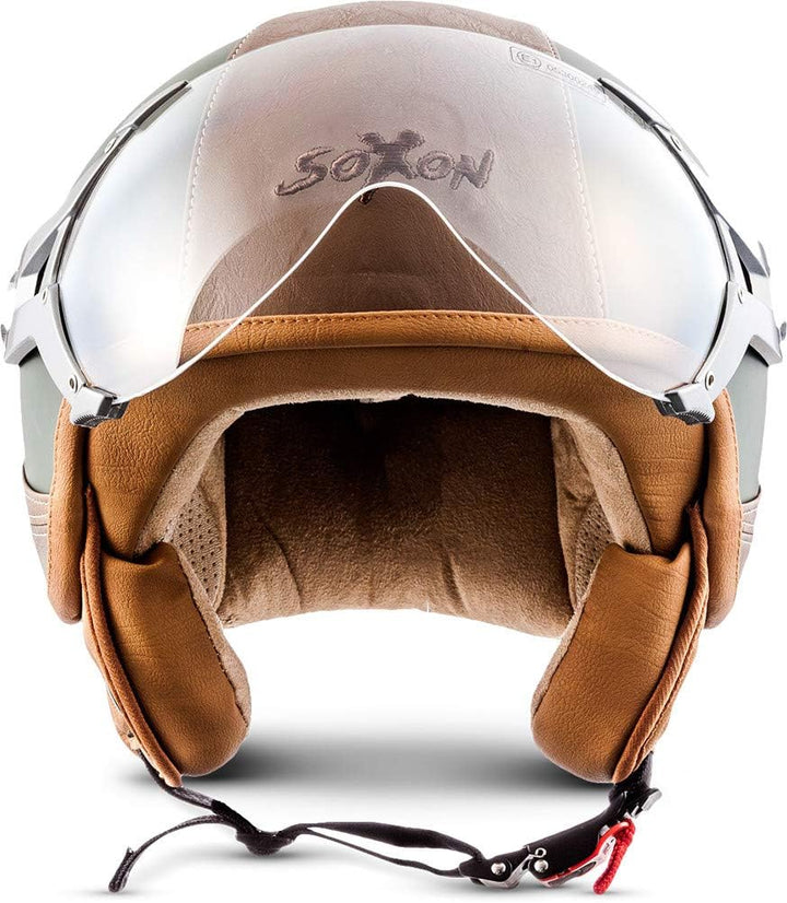 Soxon® SP-325 Urban „Green“ · Jet-Helm · Motorrad-Helm Roller-Helm Scooter-Helm Moped Mofa-Helm Chop
