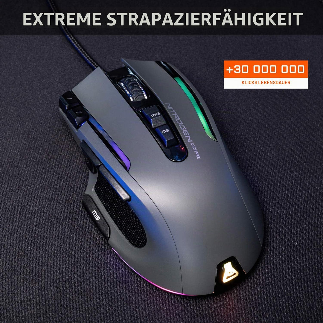 The G-LAB Kult NITROGEN CORE Hochleistungs-Kabel-Gaming-Maus - Avago 10.000 DPI-Optischsensor, RGB,