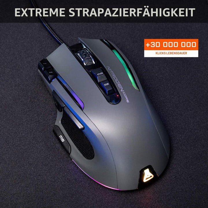 The G-LAB Kult NITROGEN CORE Hochleistungs-Kabel-Gaming-Maus - Avago 10.000 DPI-Optischsensor, RGB,