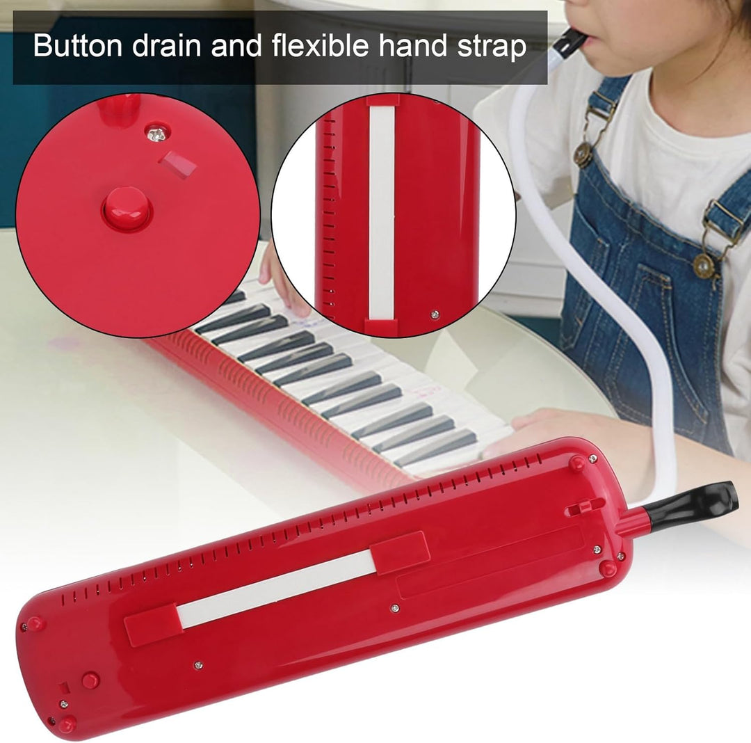 IRIN Melodica 32 Tasten Windinstrument, ideal für Anfänger, inkl. Praxis-Tasche, rot