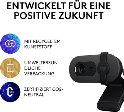 Logitech Brio 100 Full HD-Webcam für Meetings und Streaming, Auto-Lichtausgleich, integriertes Mikro