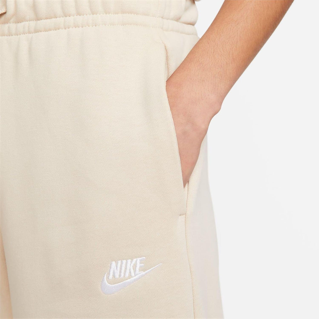 Nike Damen Pants W NSW Club FLC Mr Pant Wide L Sanddrift/White, L Sanddrift/White