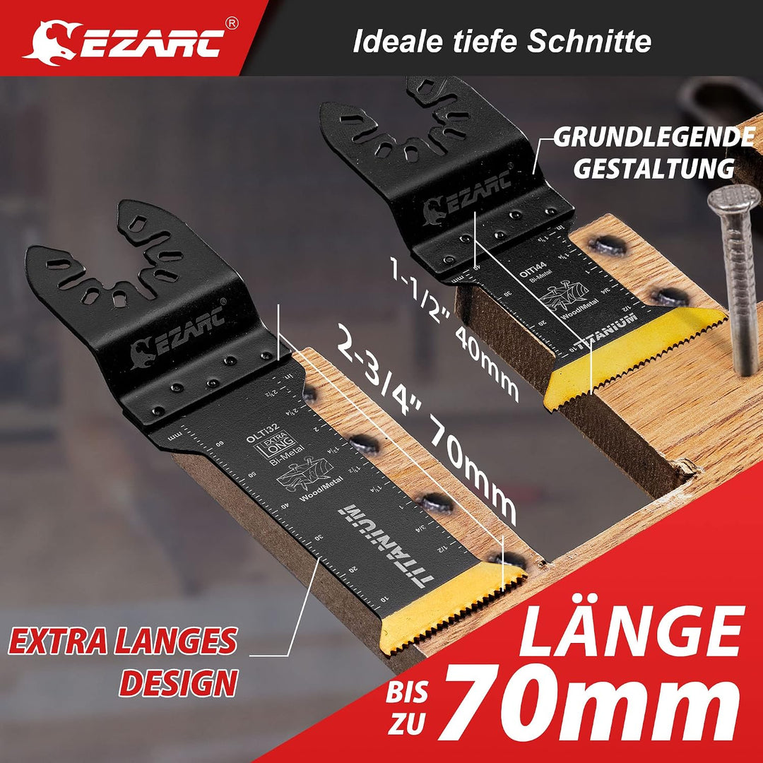 EZARC Oszillierende Multitool Sägeblätter Titanium, 4 tlg Tauchschneiden, Multitool-Klingen für Meta