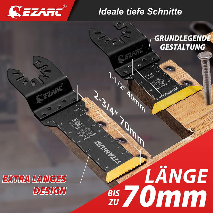 EZARC Oszillierende Multitool Sägeblätter Titanium, 4 tlg Tauchschneiden, Multitool-Klingen für Meta
