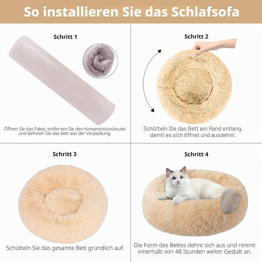 Nisrada Katzenbetten für Indoor-Katzen, 50cm, Hundebett für kleine Melium-grosse Hunde, waschbares,