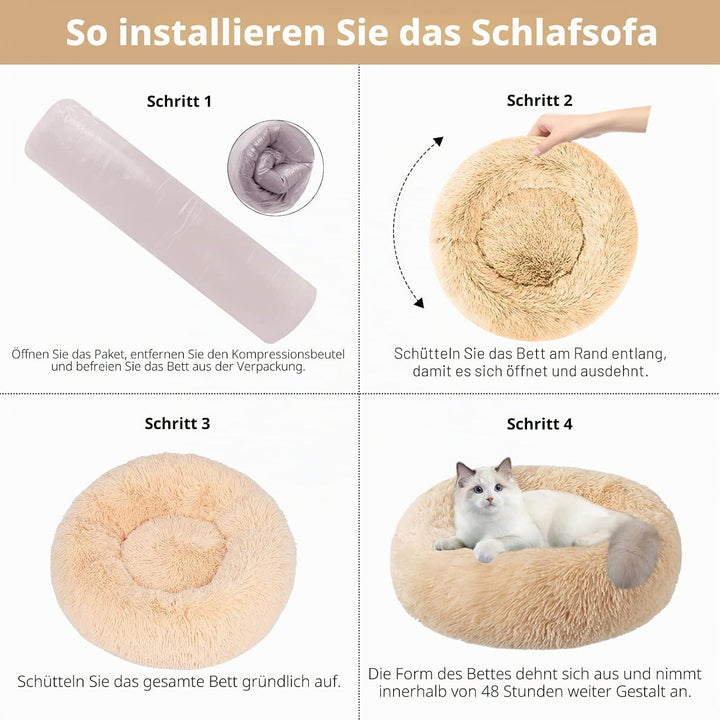 Nisrada Katzenbetten für Indoor-Katzen, 50cm, Hundebett für kleine Melium-grosse Hunde, waschbares,