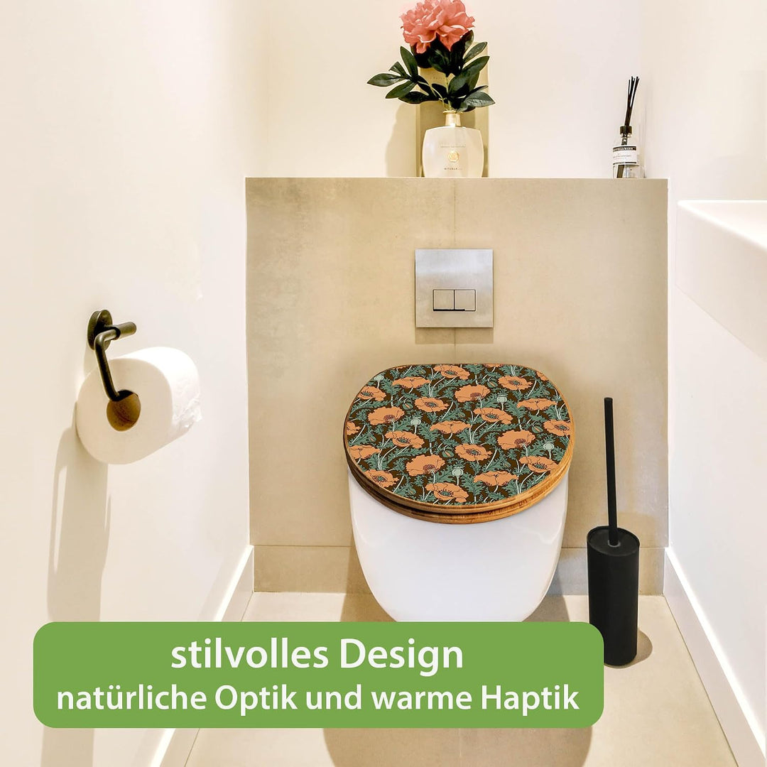 banjado Design WC Sitz Bambus Absenkautomatik 45,8x37,5cm - Toilettendeckel mit Absenkautomatik Holz