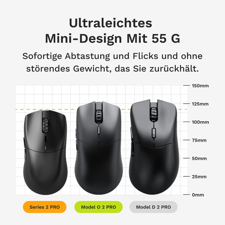 GLORIOUS Gaming Series 2 PRO Kabellose Gaming-Maus - Kompakt, Leichtgewicht: 55 g, Kabelloses Abtast