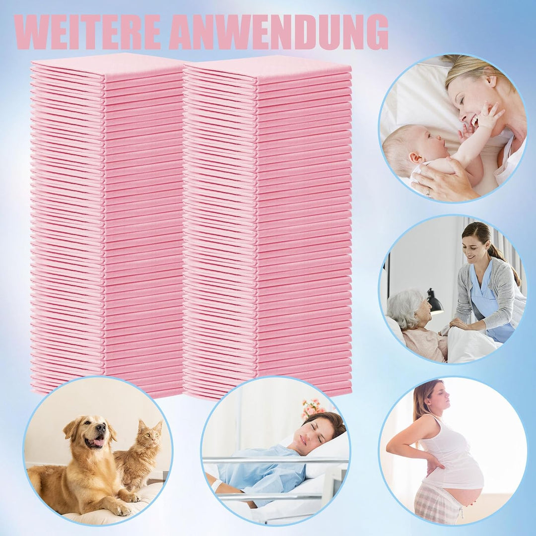 100 Stück Betteinlagen Inkontinenz Einweg, 33 x 43 cm Wickelunterlage Einweg, Weich, Saugfähig und W