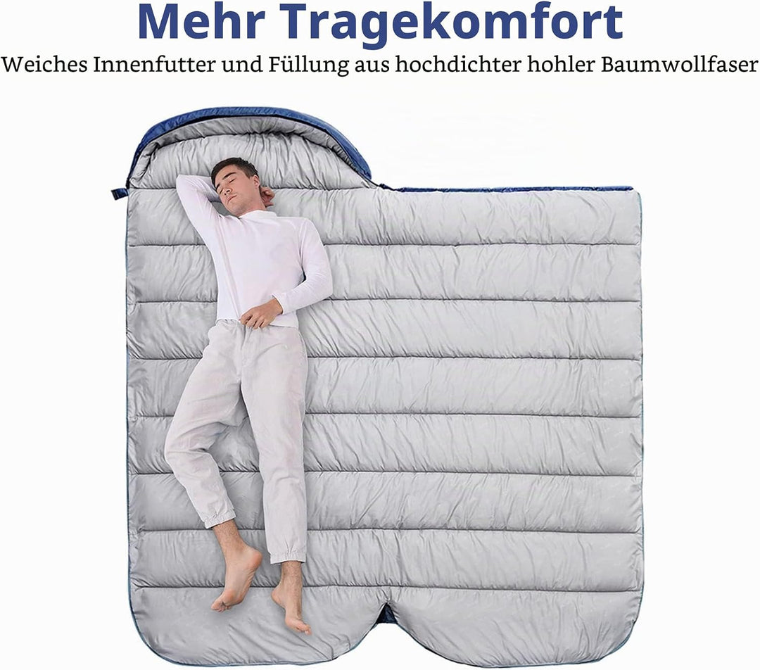 BISINNA XXL Schlafsack Für Grosse Erwachsene, 3-4 Jahreszeiten Winter Outdoor Warmer Deckenschlafsac