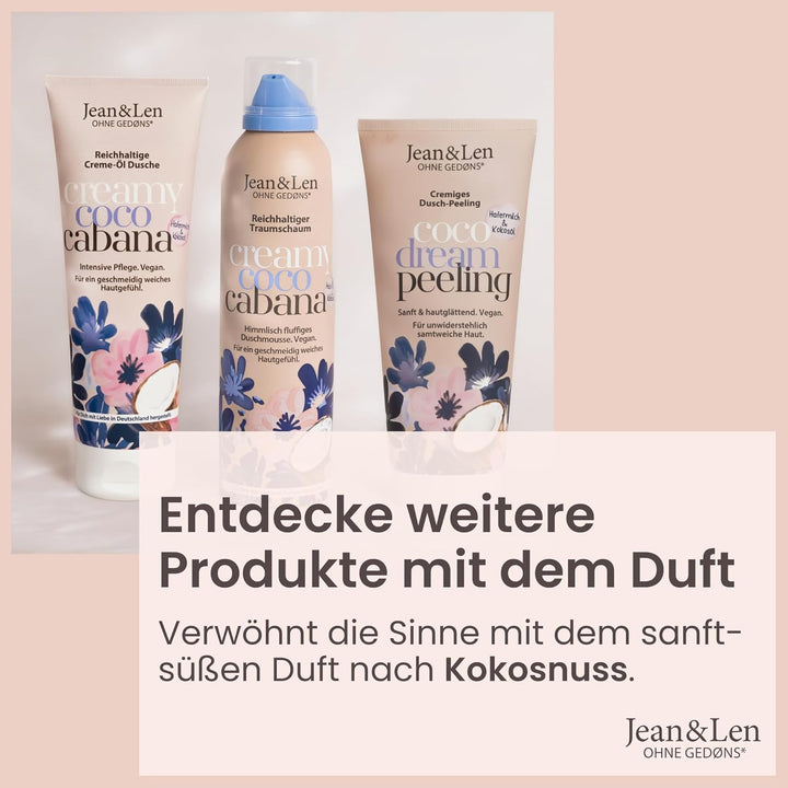 Jean & Len Duschpeeling Hafermilch & Kokos, mit Peeling-Partikel aus Kokosnussschalen, entfernt Haut
