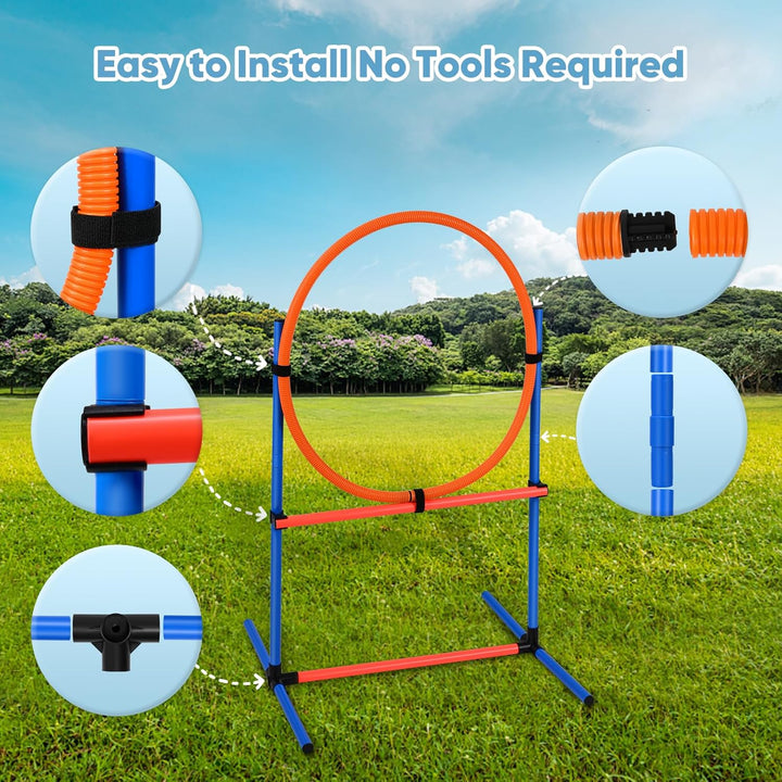 Agility Ausrüstungs Set für Hunde Agility Set mit 170CM Hundetunnel, Hindernisse mit Hundetunnel, 8