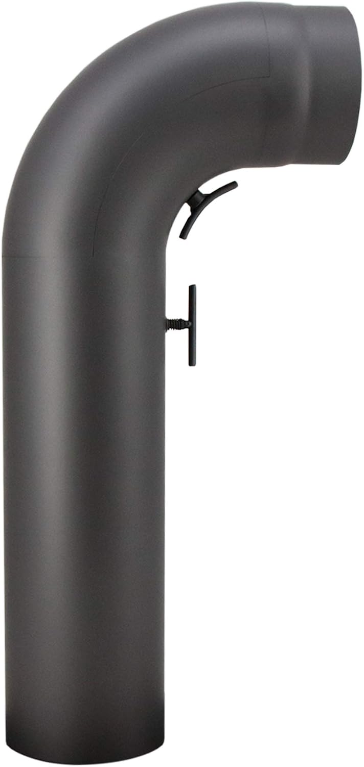 LANZZAS Ofenrohr Set 90° Grad gezogen kurz mit Tür, im Durchmesser, DN Ø 150 mm, Farbe: gussgrau - w