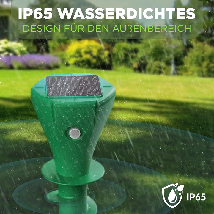 ISOTRONIC Solar Maulwurfabwehr zum Vertreiben von Maulwürfen, Wühlmäusen & Schlangen – Maulwurfschre
