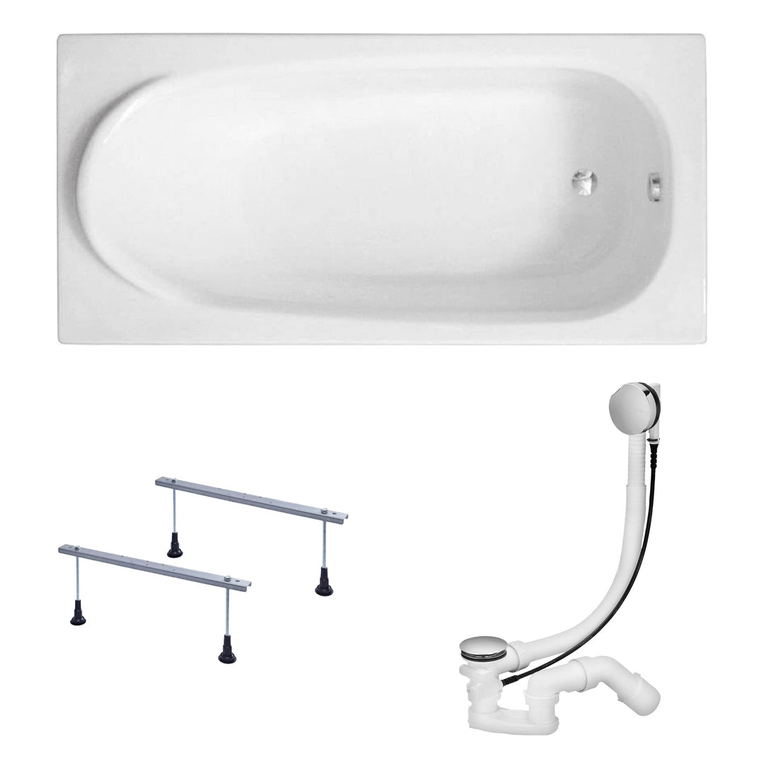 KOLMAN Badewanne MEDIUM Rechteck 190x80 ohne Verkleidung, Ablaufgarnitur und Füssen Komplettset 3in1