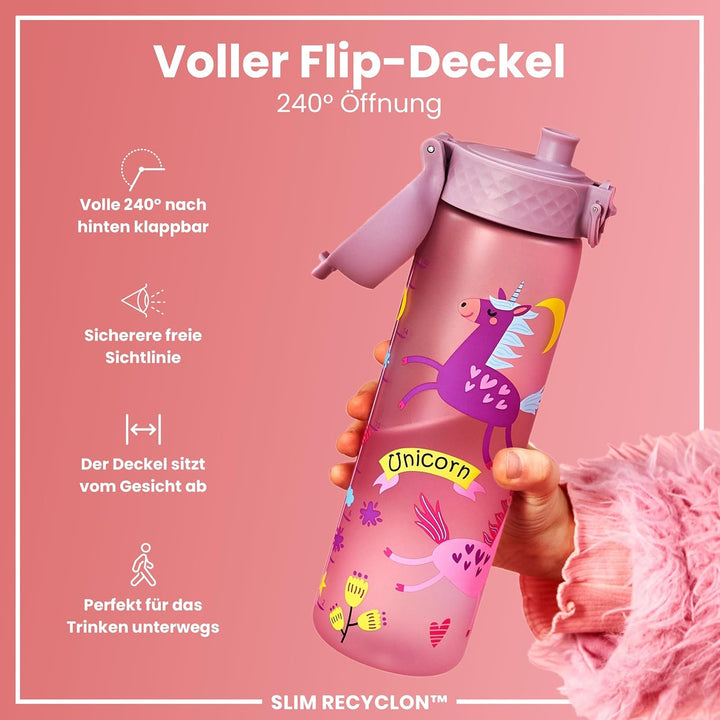 Ion8 Trinkflasche, 500 ml, Auslaufsicher, Einhandöffnung, Sichere Verriegelung, Spülmaschinenfest, B