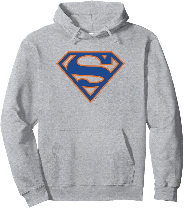 Superman Blue & Orange Shield Grey Pullover Hoodie