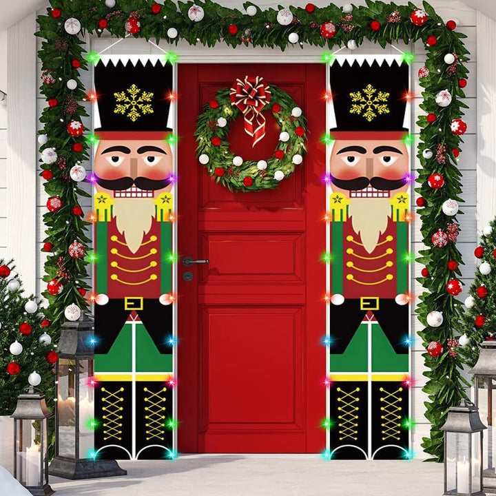 Türschild Weihnachten zum Aufhängen für die Veranda, Weihnachtsbanner mit Nussknacker-Motiv, Modell