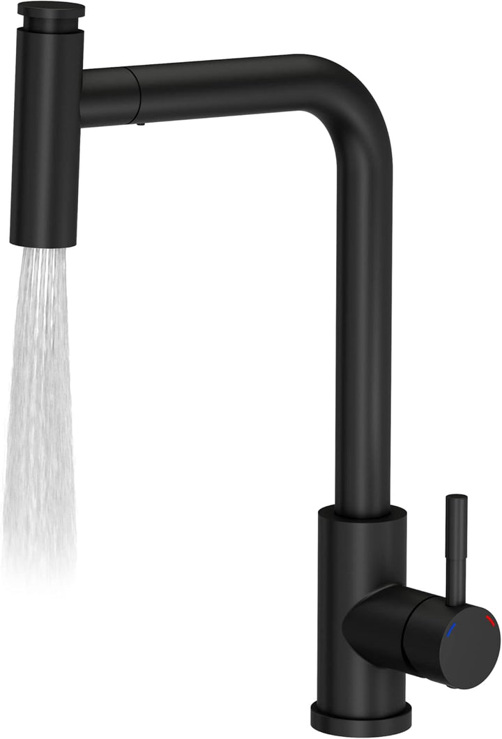 VBChome Spülbecken mit Armatur 50 x 47 cm Schwarz Granit Spüle Einzelbecken Küche Einbauspüle Verbun