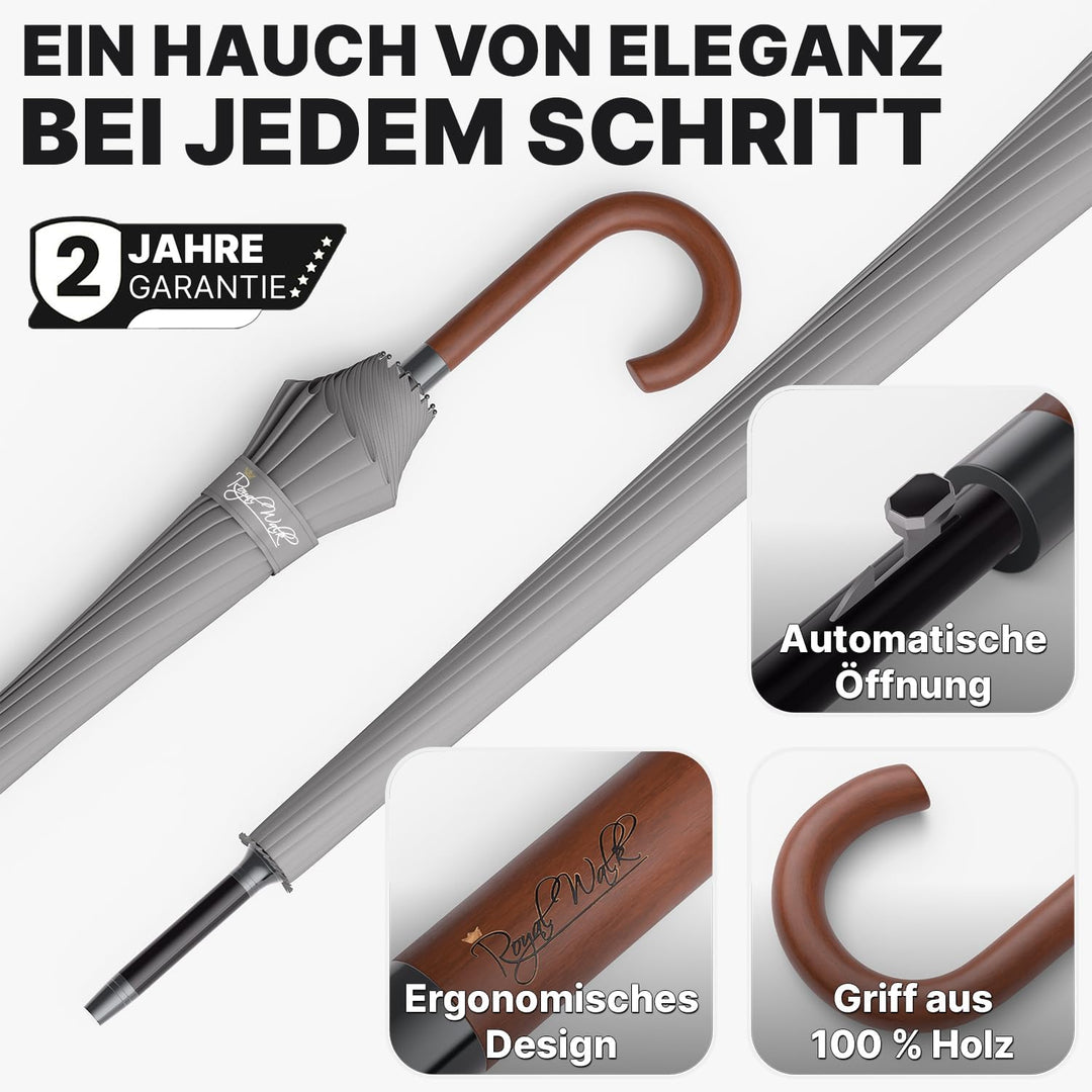 Royal Walk Regenschirm Gross Sturmfest Golf Schirm XXL Stabiler Stockschirm | Grosser Regenschirm fü