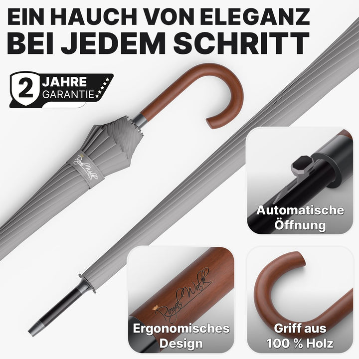Royal Walk Regenschirm Gross Sturmfest Golf Schirm XXL Stabiler Stockschirm | Grosser Regenschirm fü