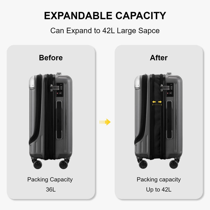 LEVEL8 Koffer Trolleys Leicht ABS+ PC Handgepäck Hartschalen-Koffer Trolley Rollkoffer Reisekoffer E