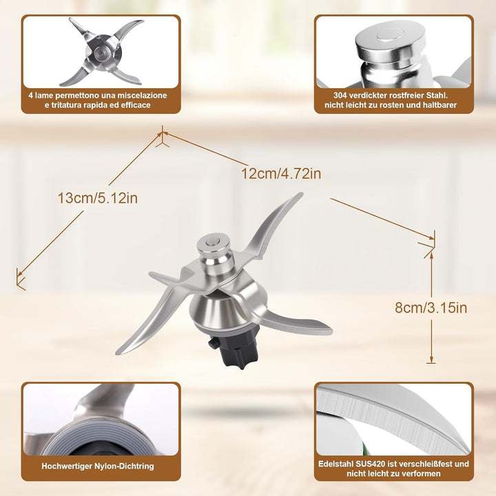 XUNNIU Messer für Vorwerk Thermomix TM31- SUS420 Edelstahlmesser für Thermоmix Messer TM31 - Küchenm