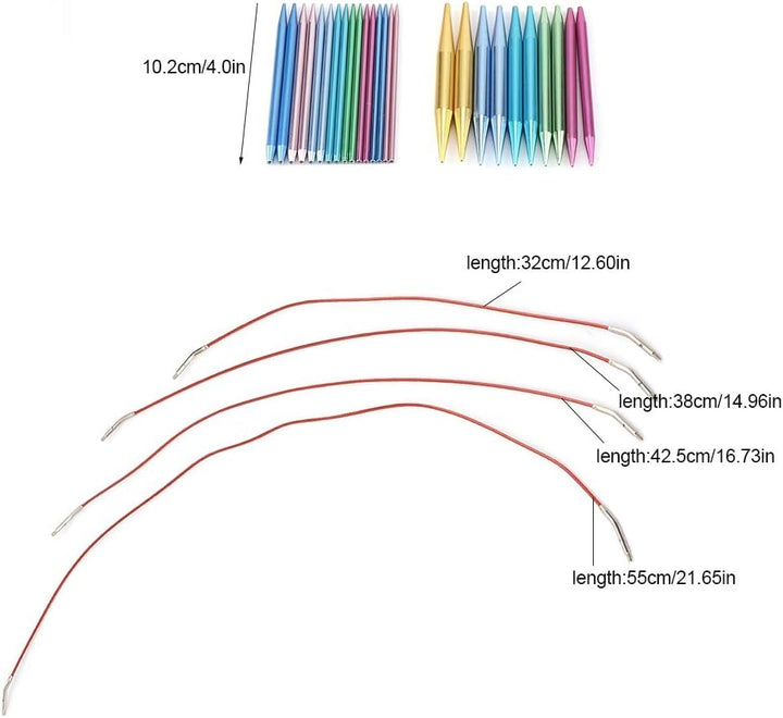 Vobor Stricknadel Kit - austauschbare Rundstricknadelsätze aus Aluminium Stricken Nadeln Kit Haushal
