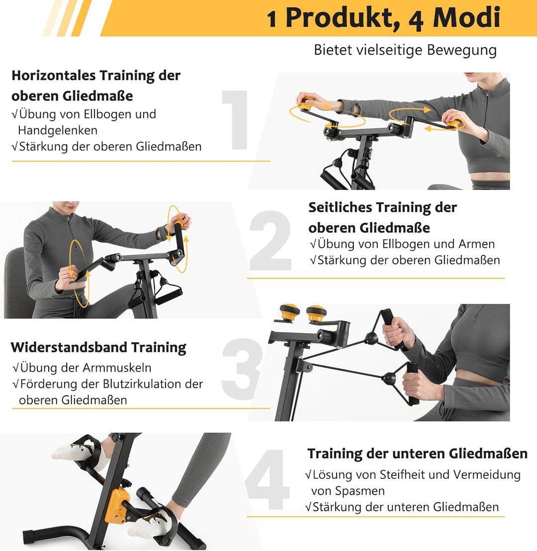 GOPLUS Pedaltrainer Senioren, Bewegungstrainer Arm- und Beintrainer mit Handgriff & Widerstand, Ergo