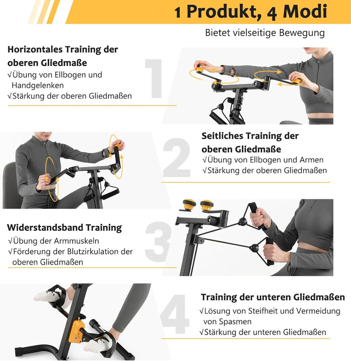 GOPLUS Pedaltrainer Senioren, Bewegungstrainer Arm- und Beintrainer mit Handgriff & Widerstand, Ergo