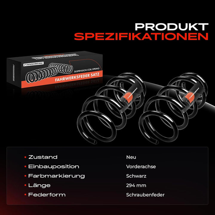 Frankberg 2x Federn Fahrwerksfeder Vorderachse Kompatibel mit A3 8P1 2.0L Schrägheck 2004-2012 A3 Sp