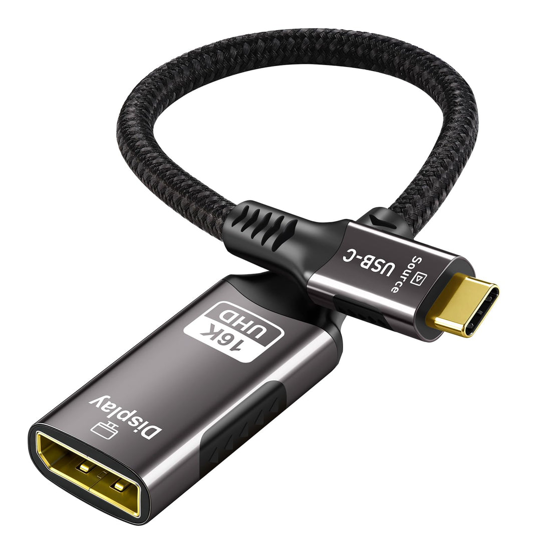 USB C auf DisplayPort 2.1 Adapterkabel, 16K @ 60Hz, 8K @ 120Hz, 48-Bit Farbtiefe 80 Gbit/s, Thunderb