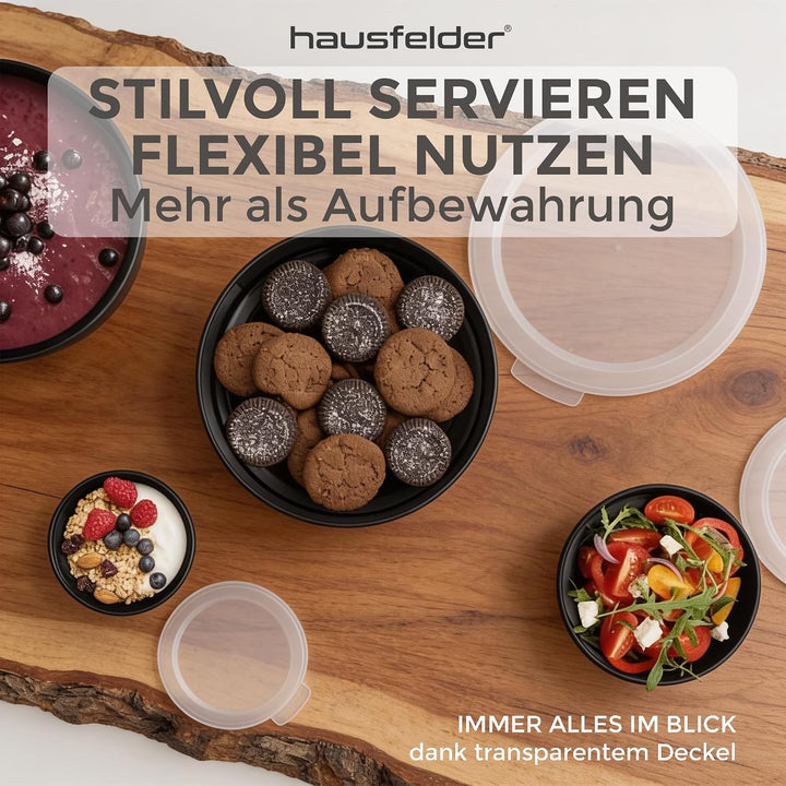 Hausfelder Keksdose 3er Set Rund mit Deckel - Vorratsdosen Kunststoff 0,3L 0,9L 2,2L Anthrazit - Plä