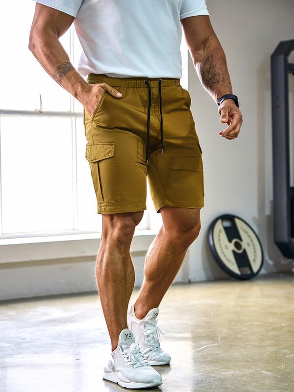 Elegancity Kurze Hosen Herren Cargo Shorts Sommer Freizeithose Kurze Elastische Taille Chino Shorts
