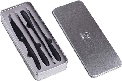 LAGUIOLE - Box 4 Steakmesser - Metallbox - Laguiole Biene auf dem Messer gedruckt - Ergonomisch - Sc