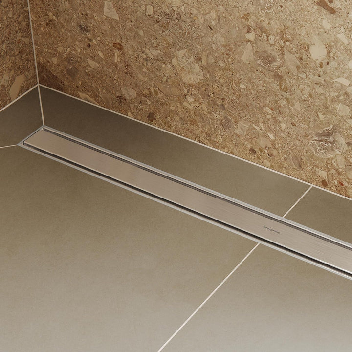hansgrohe 56197800 RainDrain Original 700 Edelstahl gebürstet Fertigset Duschrinne, Edelstahl Geb&#x