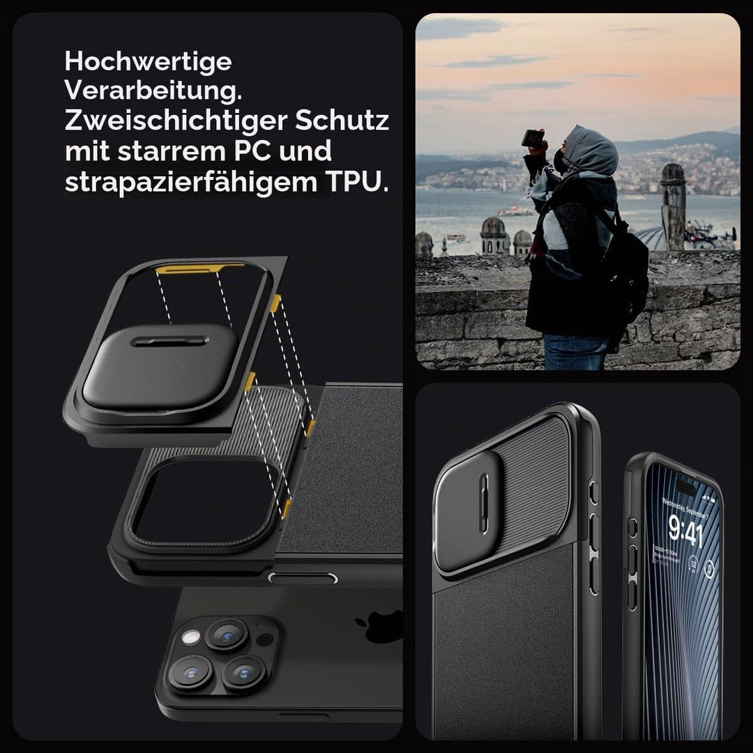 Spigen Optik Armor MagFit Hülle Kompatibel mit iPhone 15 Pro Max Kompatibel mit MagSafe -Schwarz, Sc