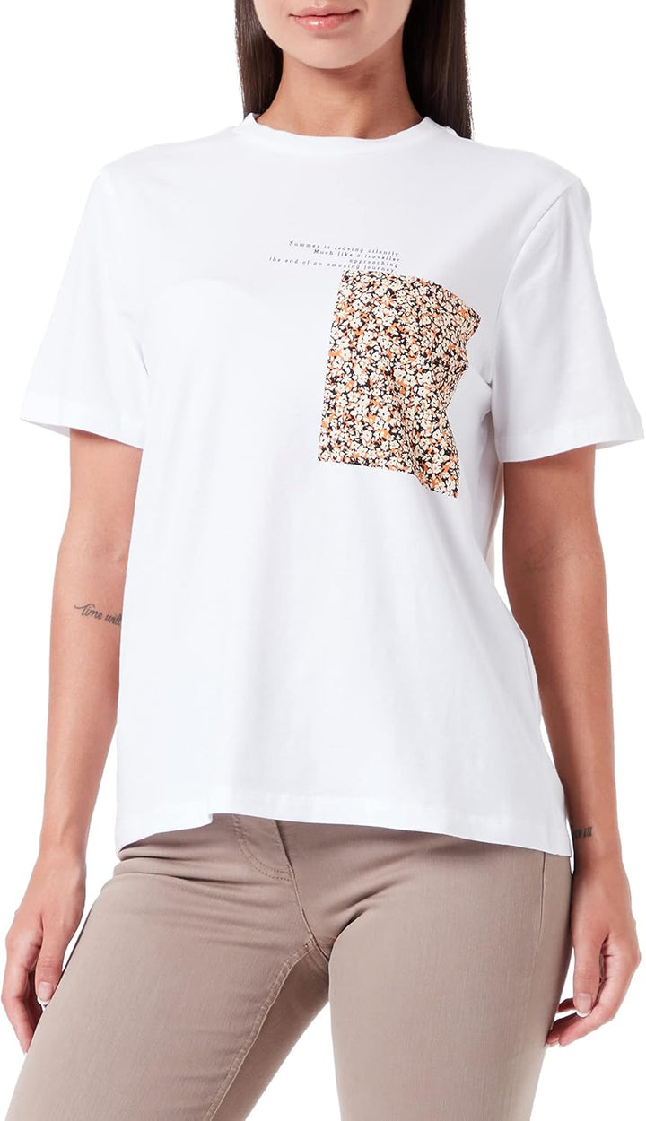 Taifun Damen T-Shirt 38 White Gemustert, 38 White Gemustert