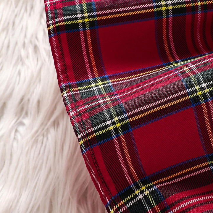 Baby Mädchen Weihnachtskleidung Langarm Strampler Hosenträger Plaid Rock Set Neugeborenen Outfit 0-3