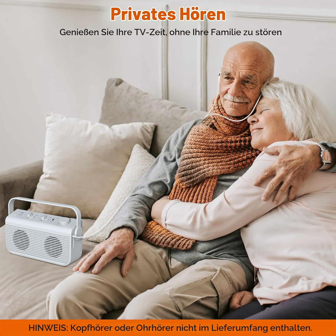 ANSTEN Sprachverstärker für Fernseher, 30m Reichweite, Plug and Play, Fernseher Lautsprecher Tragbar