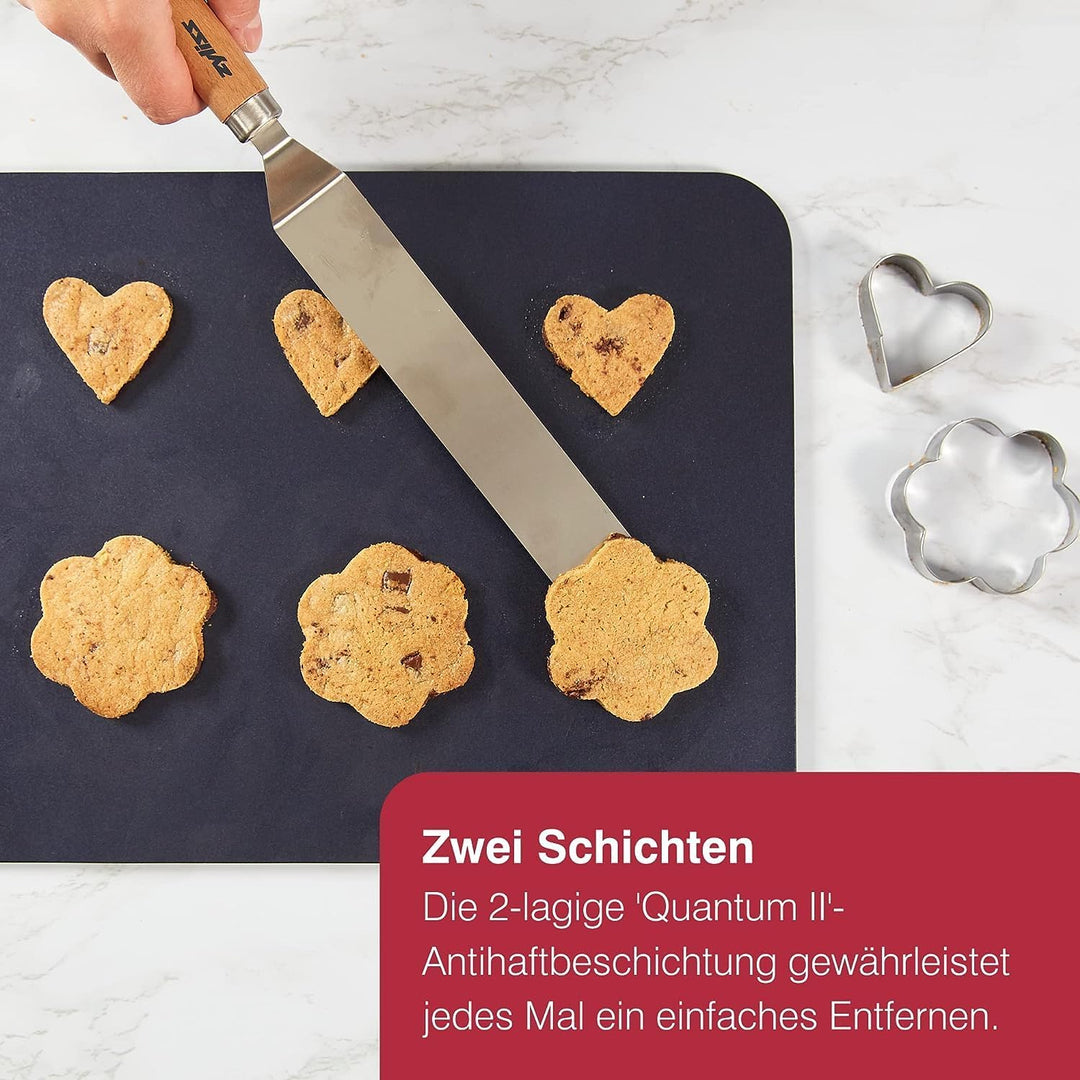 Zyliss E980192 Back- und Plätzchenblech, Antihaftbeschichtung, Carbonstahl, Dunkelblau, Kuchenblech/