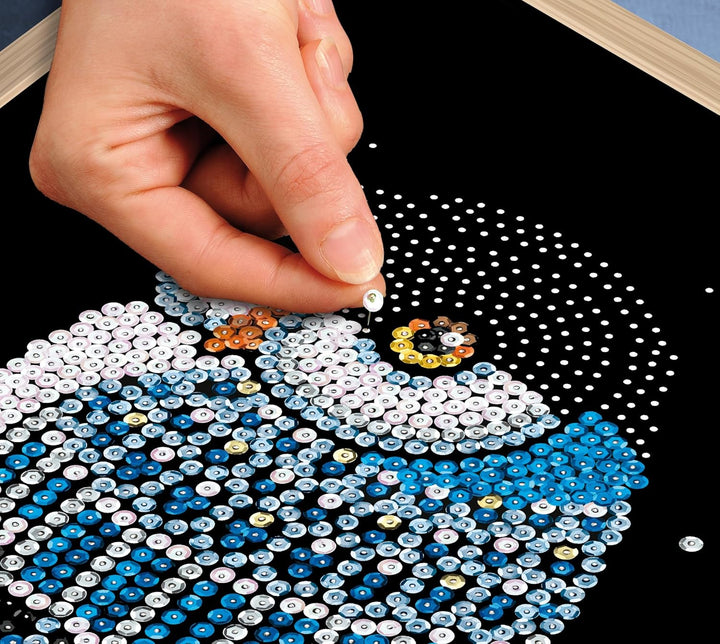 Kitfix - Sequin Art Nachteule mit Holzrahmen - 27 x 36cm - Sequin Art Blue Premium - Paillettenbild