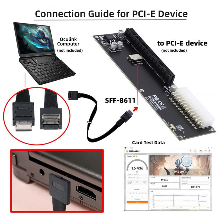 CY-Kabel, 90 Grad nach unten abgewinkelt, OcuLink PCIe 4.0 PCI-Express SFF-8611 4i auf SFF-8611, akt