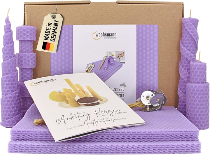 Wachsmann DIY Bienenwachs Kerzen Bastelset – Starterset für 10 Kerzen in vielen Farben – 100% reines