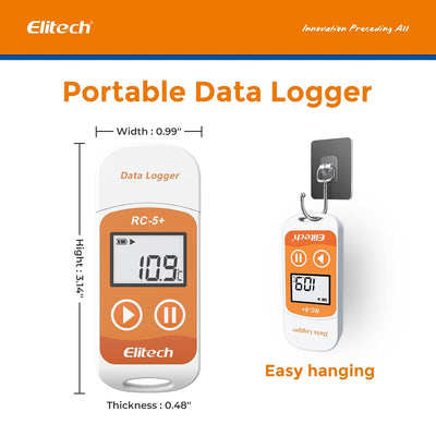 Elitech RC-5 + 10 Packs USB PDF temperature datalogger upgraded from camera shutter LCD display data