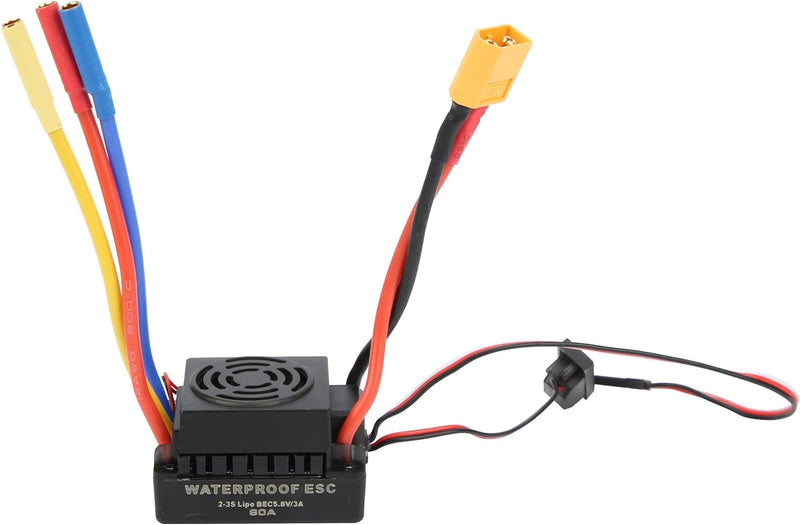 60A RC ESC, Wasserdichter Bürstenloser ESC-Elektrodrehzahlregler für SCX10 1/10 RC-Automodell(XT60)